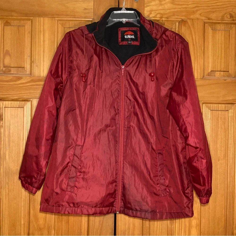 EUC Totes Water Resistant Rain Jacket Hooded Lightweight Coat Size L